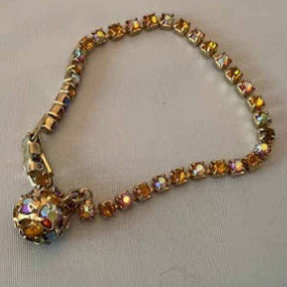Weiss Signed Aurora Borealis Bracelet With Ball Charm - Picture 1 of 1